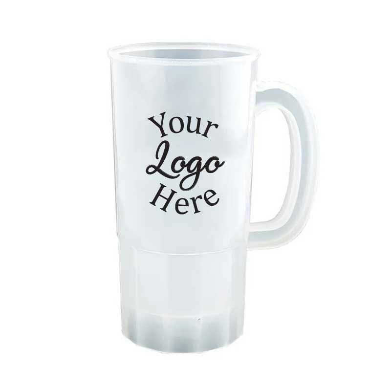 Lesko Polypropylene Natural Stein With 2 Color Custom Logo, 22 Ounce -- 100 Per Case