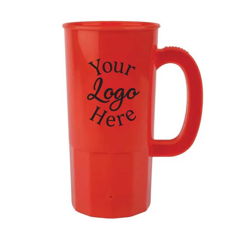 Lesko Polypropylene Red Stein With 1 Color Custom Logo, 22 Ounce -- 100 Per Case