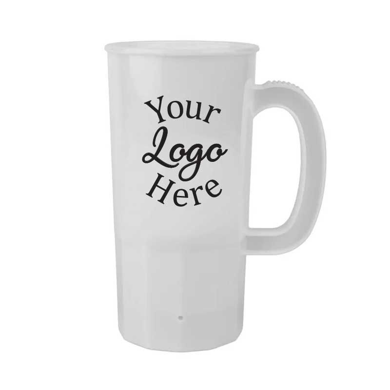 Lesko Polypropylene White Stein With 1 Color Custom Logo, 22 Ounce -- 100 Per Case