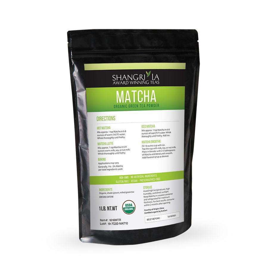 Shangri La Tea Organic Matcha Green Tea Powder, 1 Pound