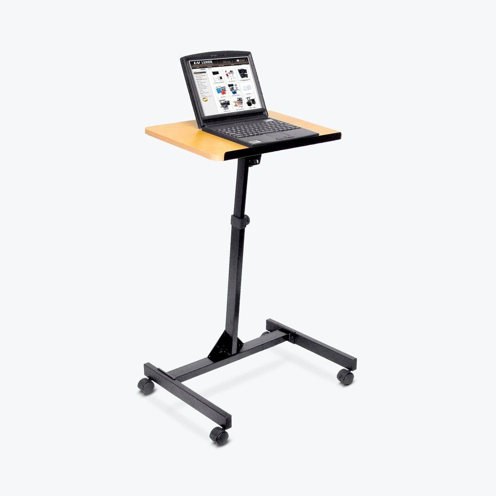 Luxor Black Adjustable-height Mobile Lectern, 19.75 X 23.25 X 36.25 To 45 Inch Height