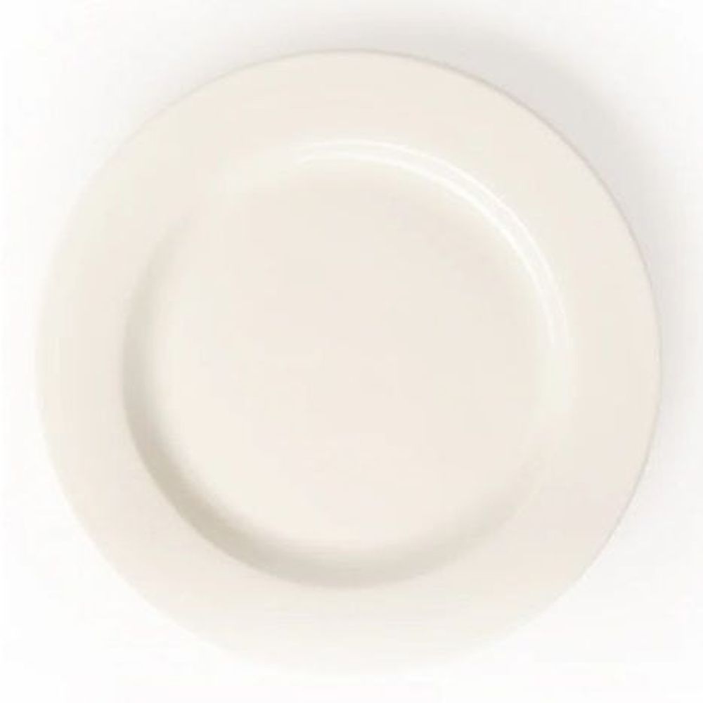 Palm White Porcelain Dinner Plate With Wide Rim, 11 In -- 12 Per Case