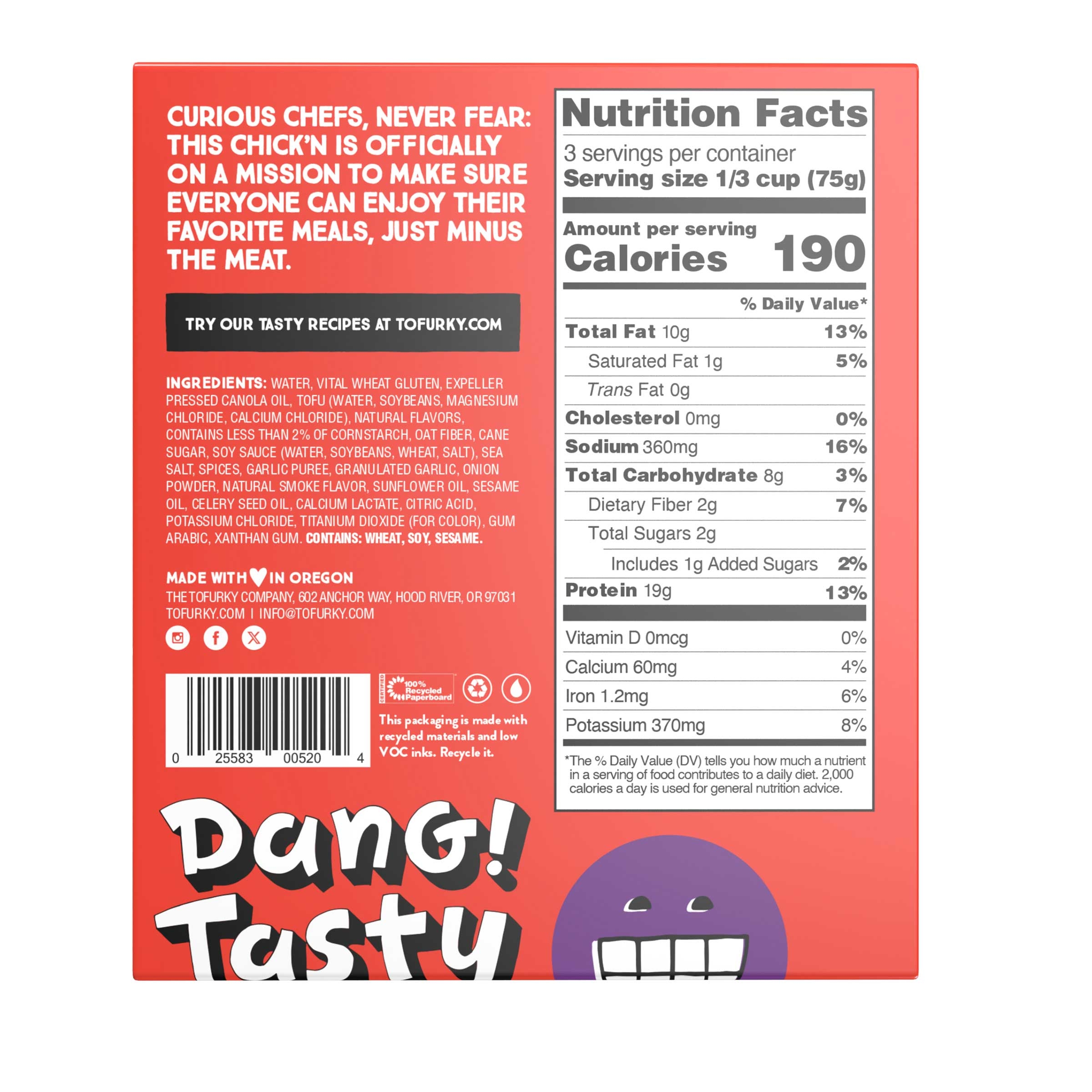 Tofurky Lightly Seasoned Chicken, 8 Ounce -- 5 per case