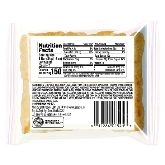 Jjs Bakery Birthday Cake Crispy Rice Treats -- 66 per case