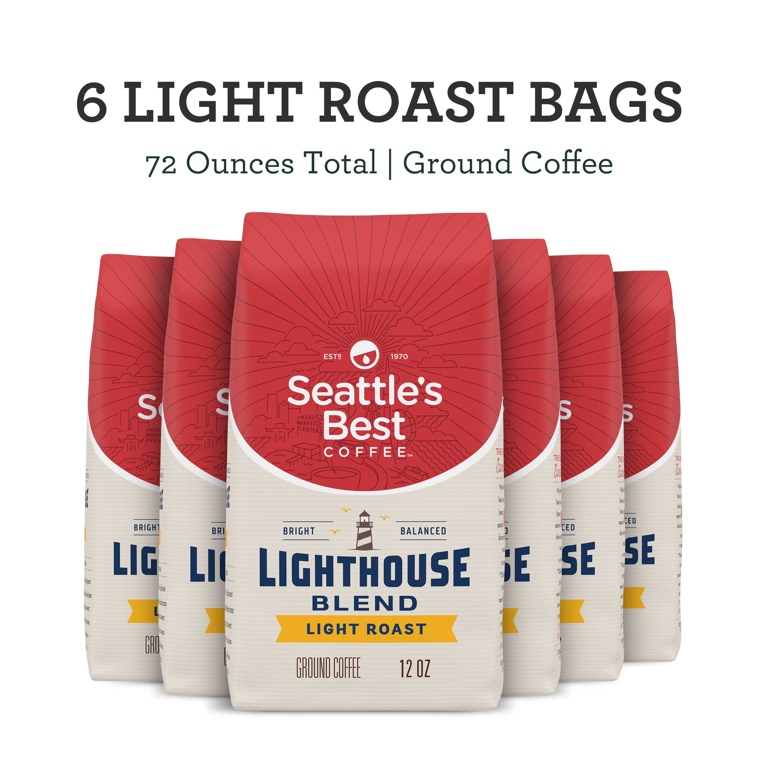 Seattles Best Coffee Lighthouse Blend Light Roast Whole Bean Coffee, 12 Ounce -- 6 per case