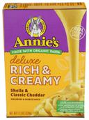 Annies Homegrown Organic Deluxe Rich and Creamy Shells Classic Cheddar Macaroni and Cheese Sauce, 11.3 Ounce -- 12 per case