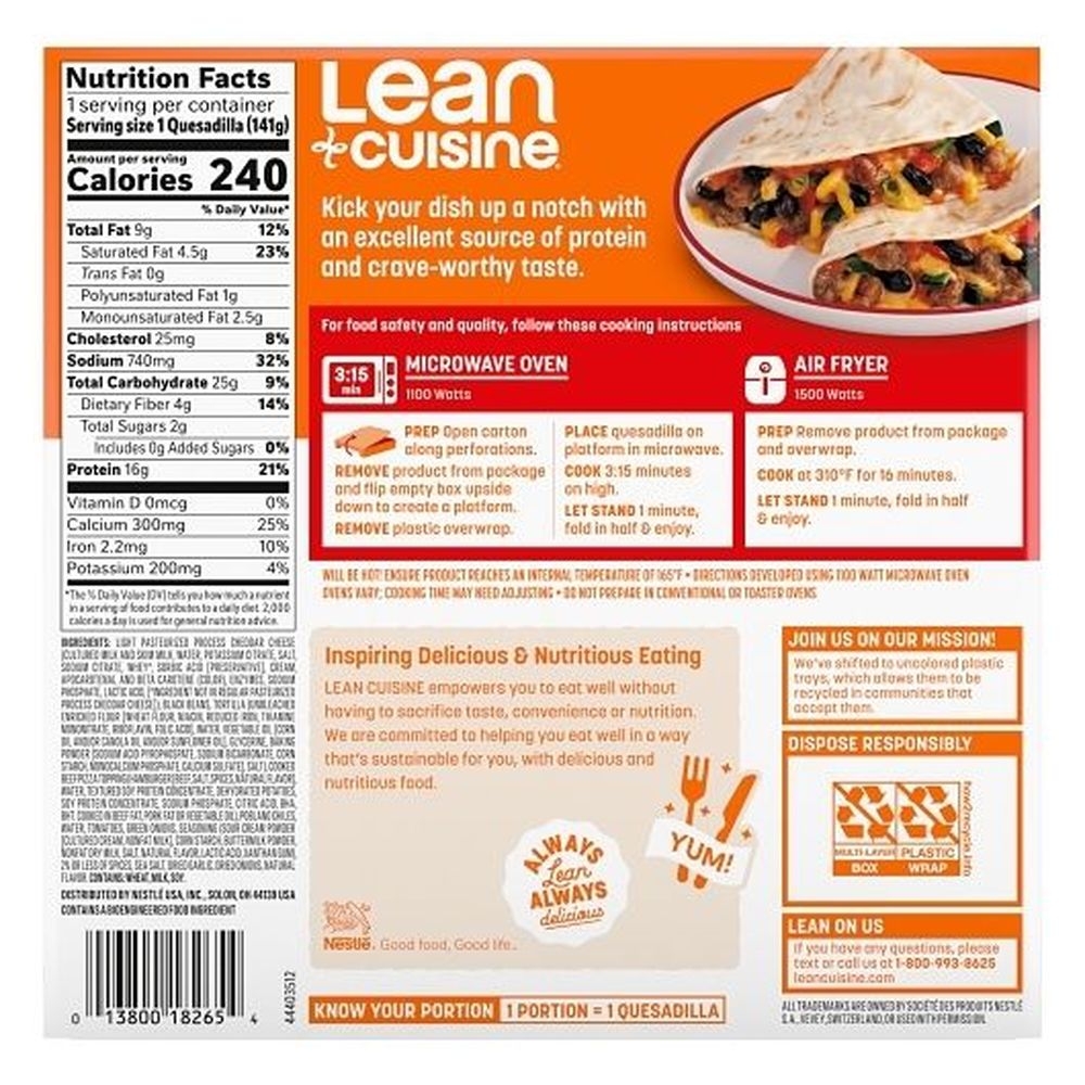 Lean Cuisine Beef Taco Quesadilla, 4.9 Ounce - 10 per case