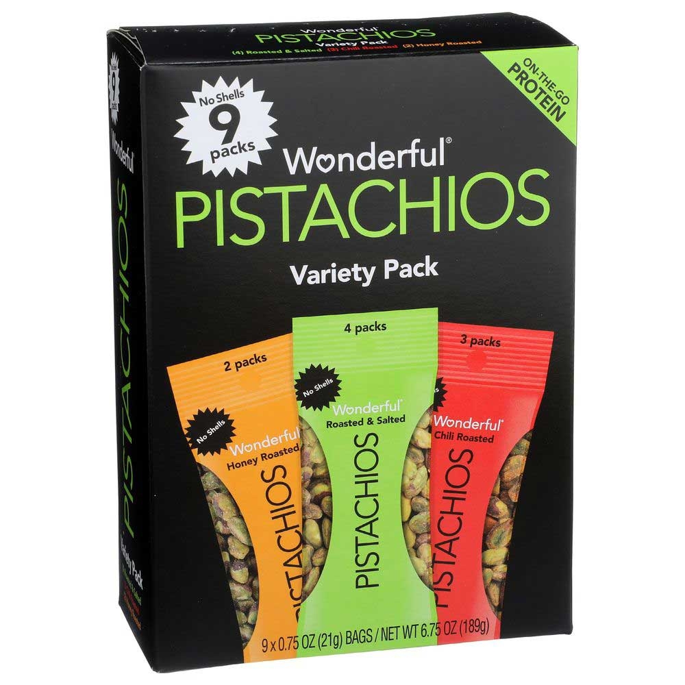 Wonderful Variety Pack No Shell Pistachios, 6.75 Ounce -- 6 per case