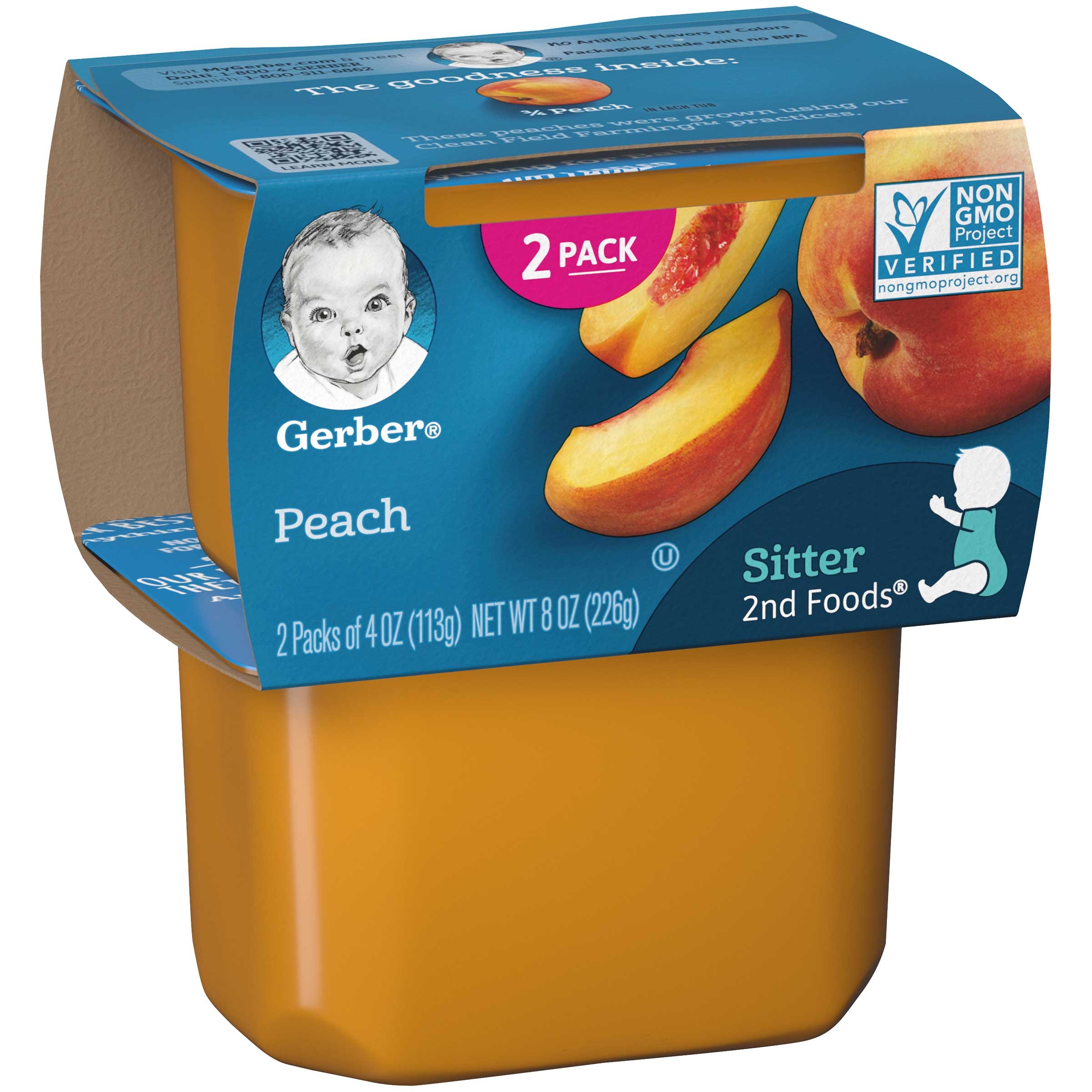 Gerber 2nd Foods Peach Baby Food, 8 Ounce -- 8 per case.