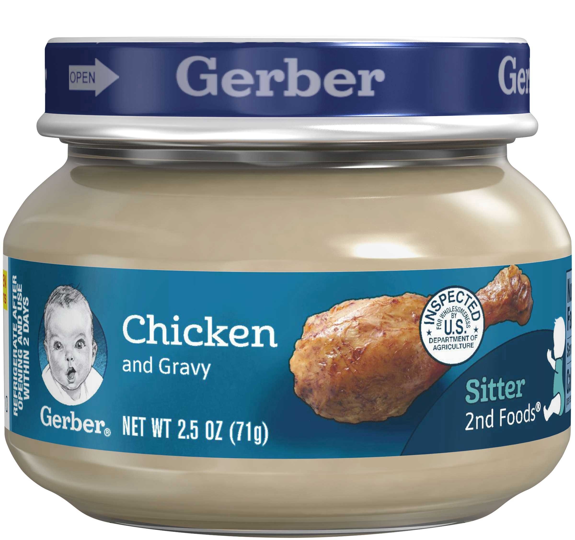 Gerber 2nd Foods Chicken and Gravy, 2.5 Ounce Glass Jar -- 10 per case