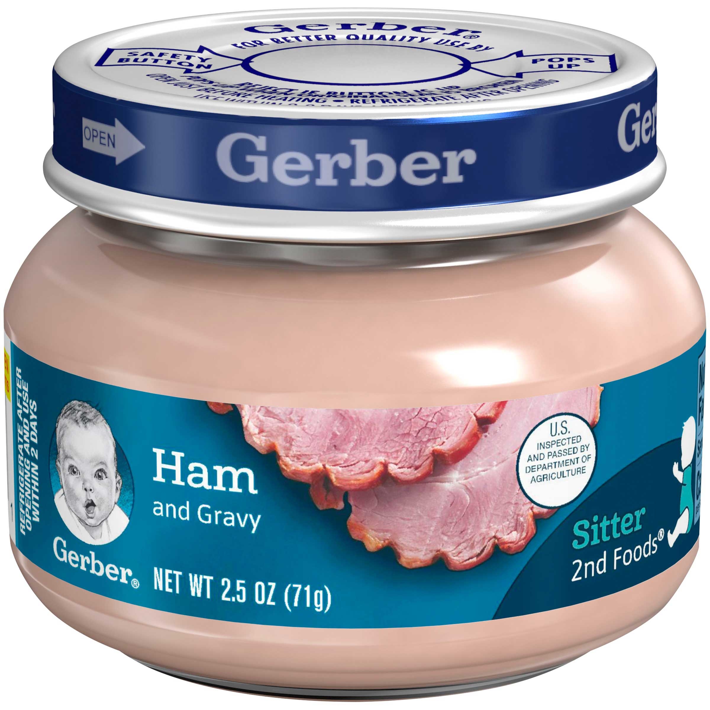 Gerber 2nd Foods Ham and Gravy, 2.5 Ounce Glass Jar -- 10 per case