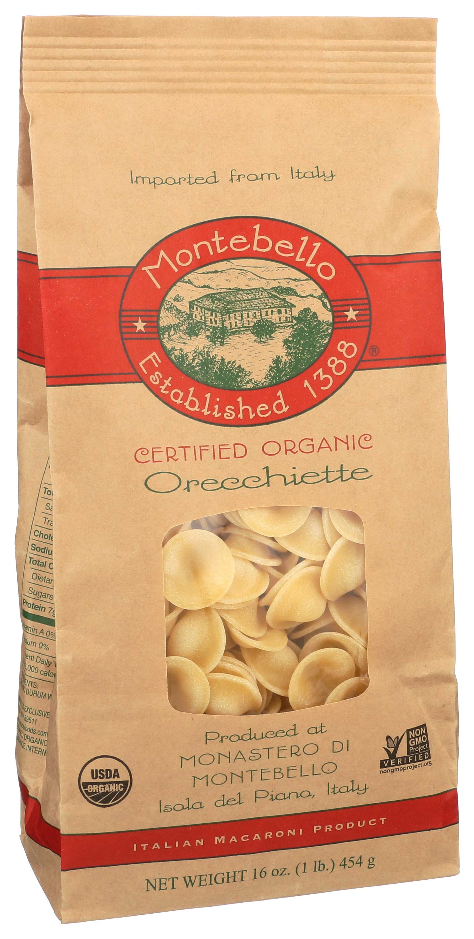 Montebello Organic Orecchiette Pasta, 1 Pound -- 12 per case.