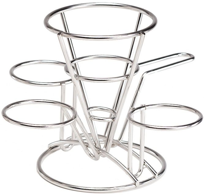 Get Enterprises Stainless Steel Fry Cone With 3 Holders And Handle, 4.25 Inch Dia -- 12 Per Case