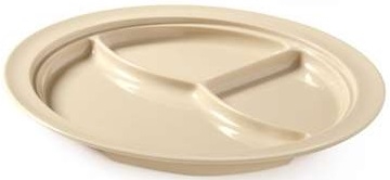 GET Enterprises SuperMel Melamine Tan 3 Compartment Plate, 10 inch -- 12 per case