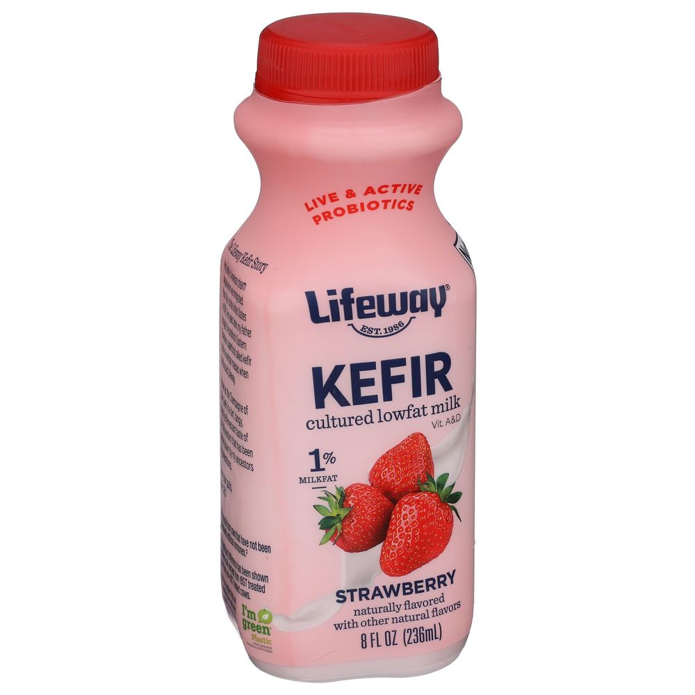 Lifeway Strawberry Cultured Lowfat Milk Kefir, 8 Fluid Ounce -- 6 per case