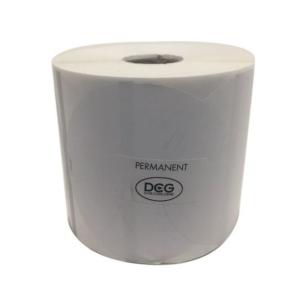 Datecodegenie 3 Inch White Circle Blank Permanent Label Roll, 4 Count