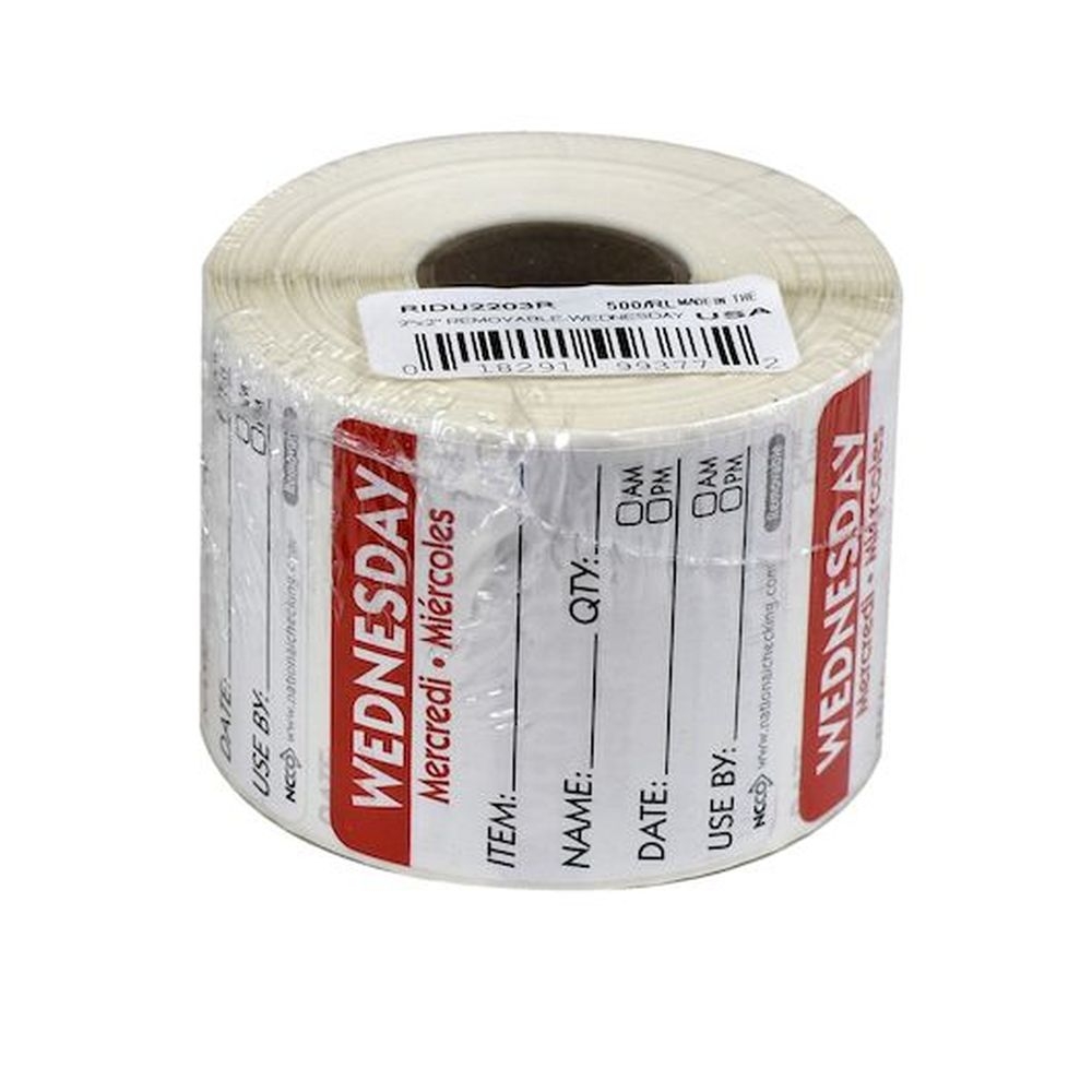 Ncco Wednesday 2 x 2 inch Removable Label, 500 count