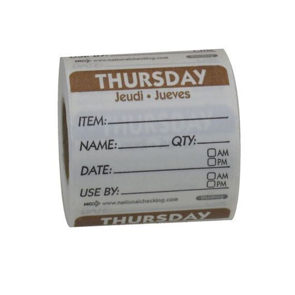 Ncco 2 x 2 inch Dissolvable Thursday Label, 250 count