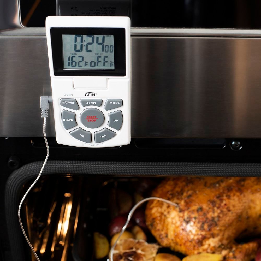 Cdn Combo Probe Thermometer, Timer & Clock, White