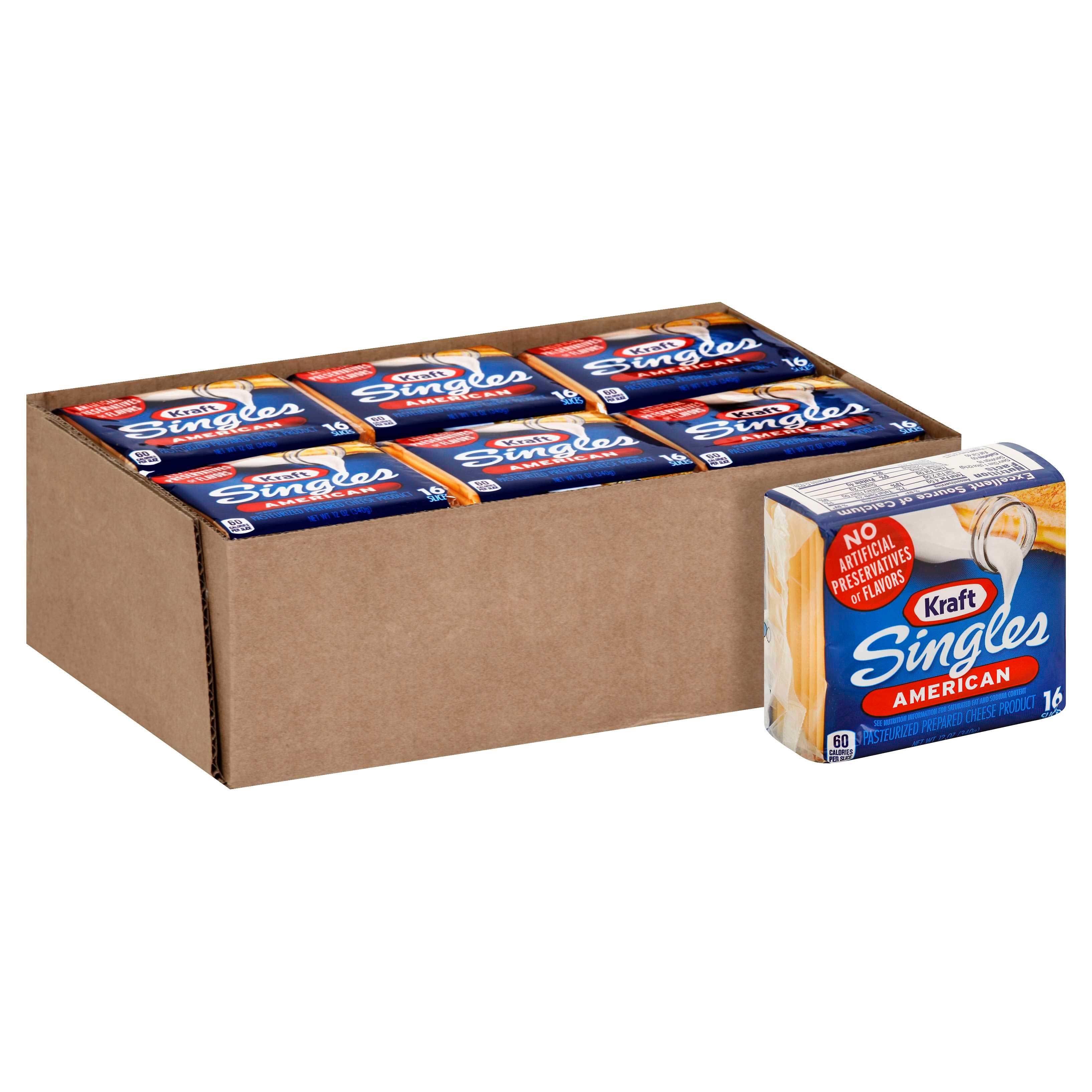 Kraft Individually Wrapped American Cheese Singles, 12 Ounce -- 12 Per Case