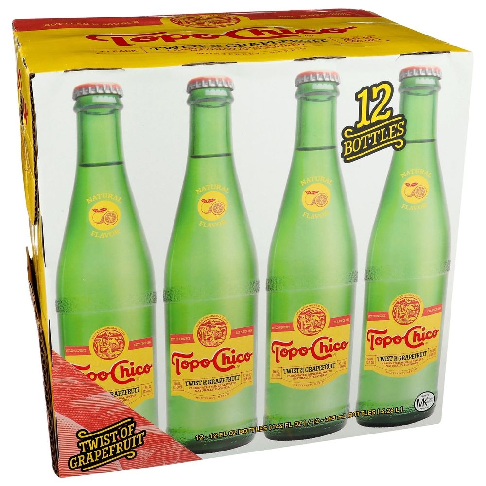 Topo Chico 12 Ounce Twist of Grapefruit Sparkling Mineral Water, 12 count