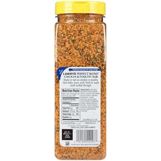Lawry's Perfect Blend Chicken And Poultry Rub Seasoning, 24.5 Ounce -- 6 Per Case