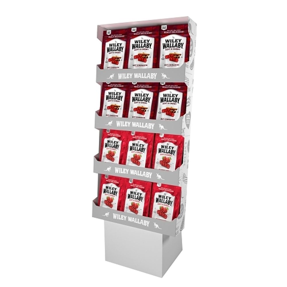 Wiley Wallaby Classic Red and Hot Cinnamon Soft and Chewy Candy - Shipper, 48 count