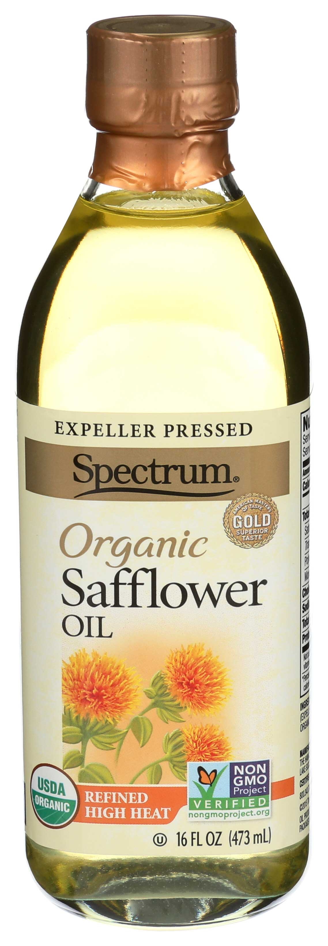 Spectrum Naturals Organic Refined Safflower Oil, 16 Ounce -- 6 per case