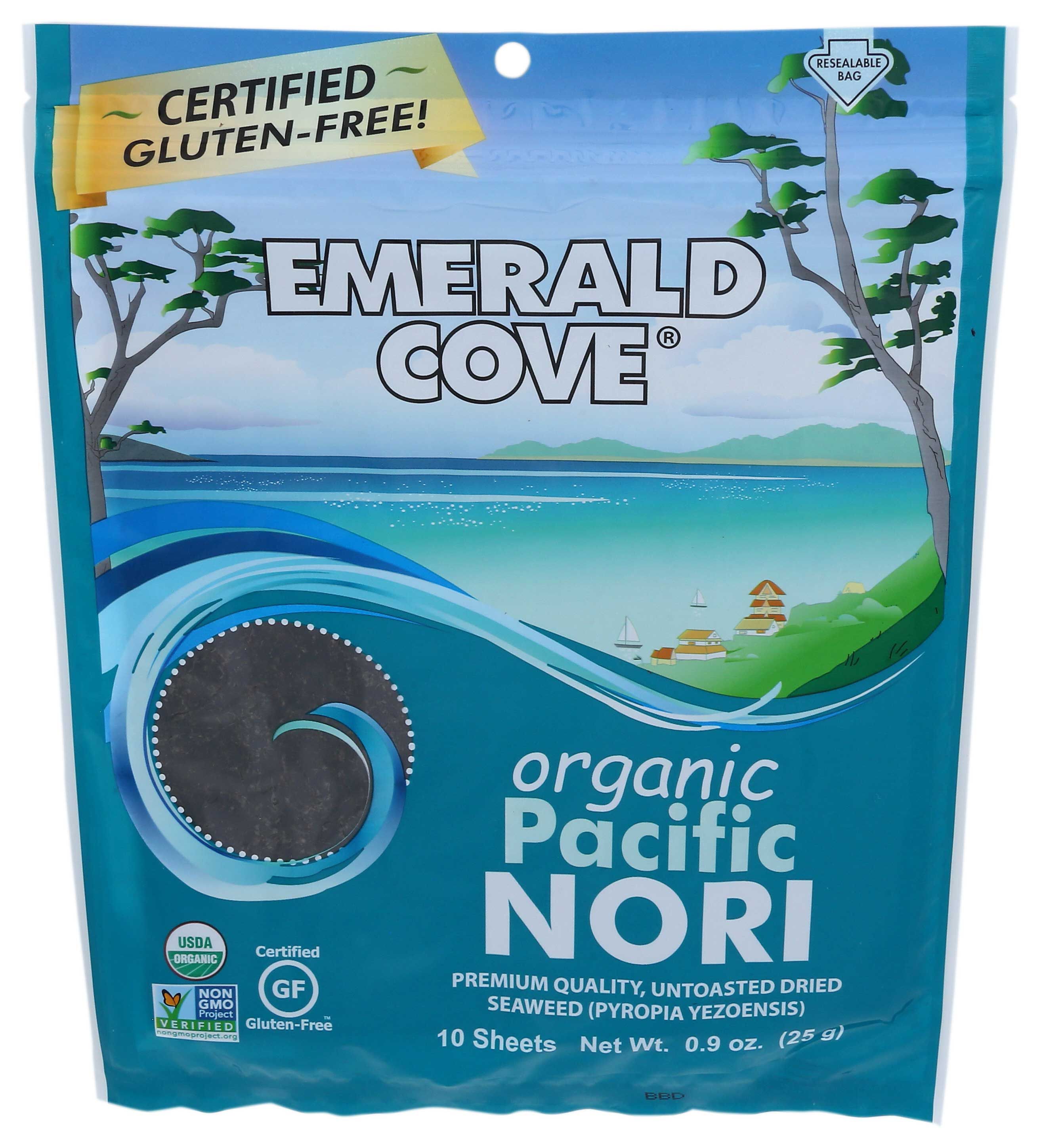 Emerald Cove Silver Grade Organic Kosher Pacific Untoasted Nori, 0.9 Ounce -- 6 Per Case