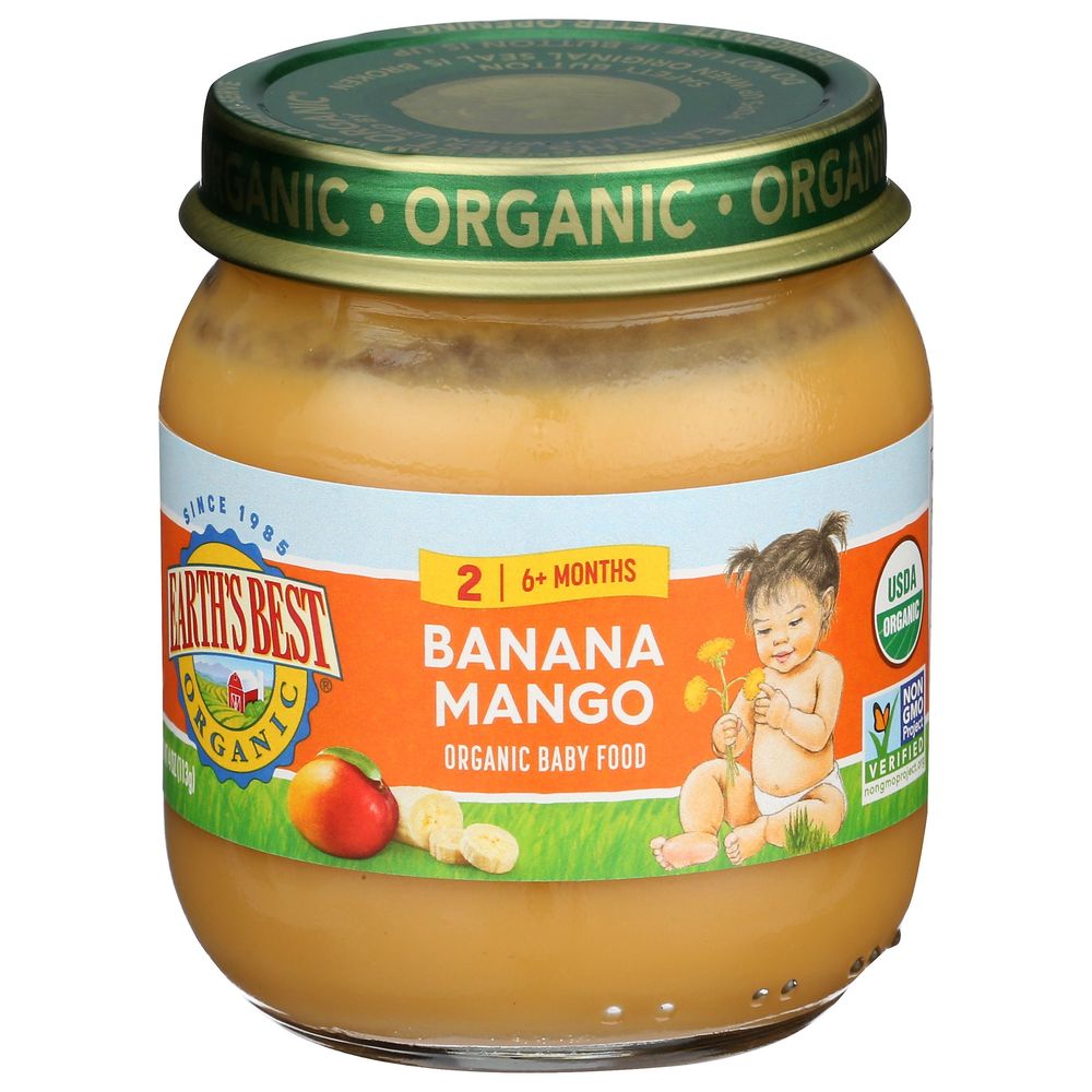 Earths Best Organic Stage 2 Banana Mango Food for 6 Plus Months Baby, 4 Ounce -- 10 per case