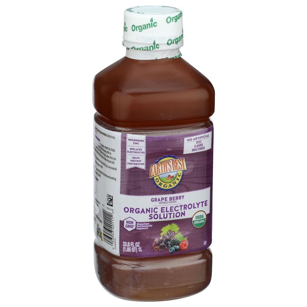 Earths Best Organic Concord Grape Electrolyte Solution Beverage, 33.8 Fluid Ounce -- 4 Per Case