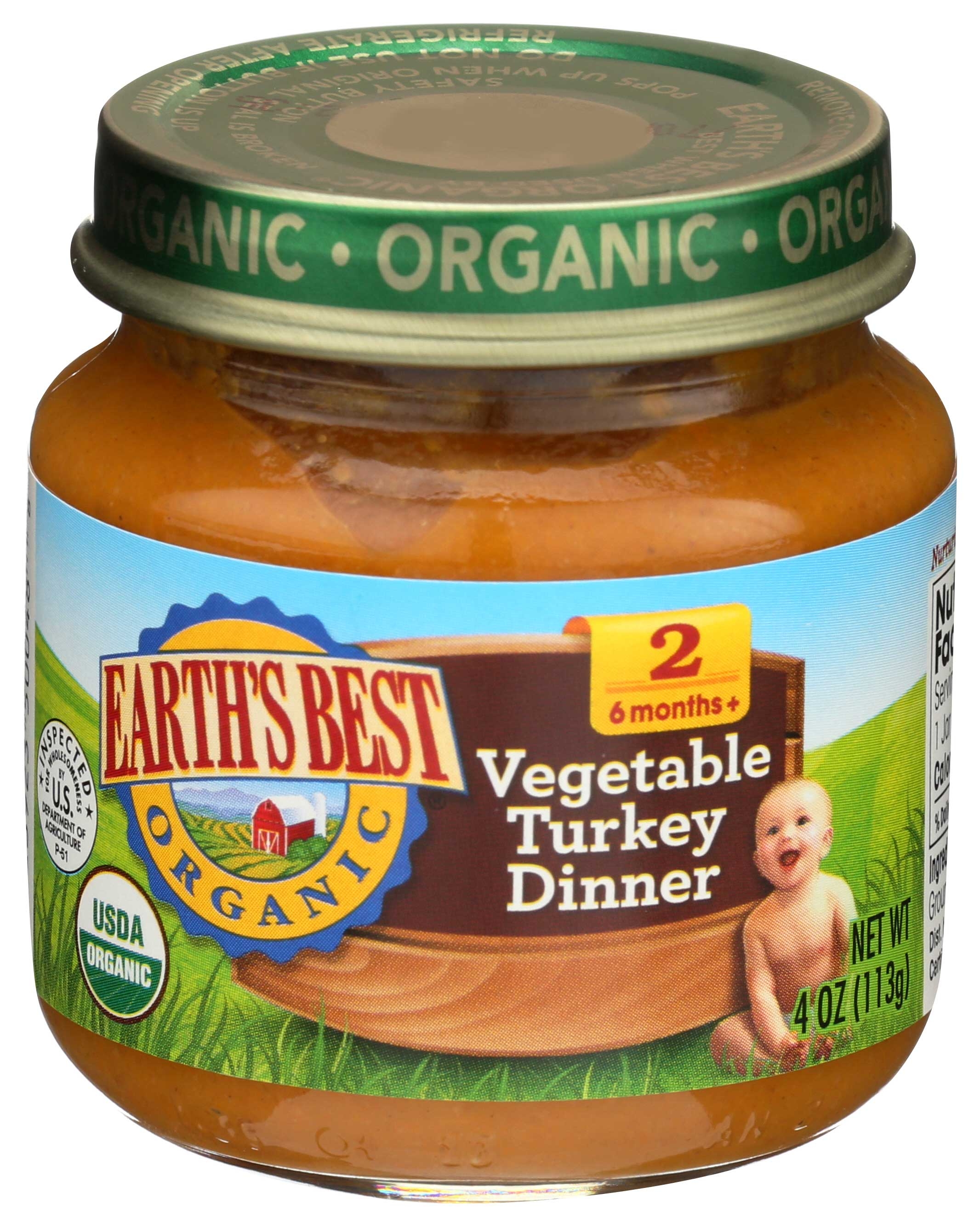 Earths Best Organic Vegetable Turkey Dinner Stage 2 Baby Food, 4 Ounce -- 10 per case