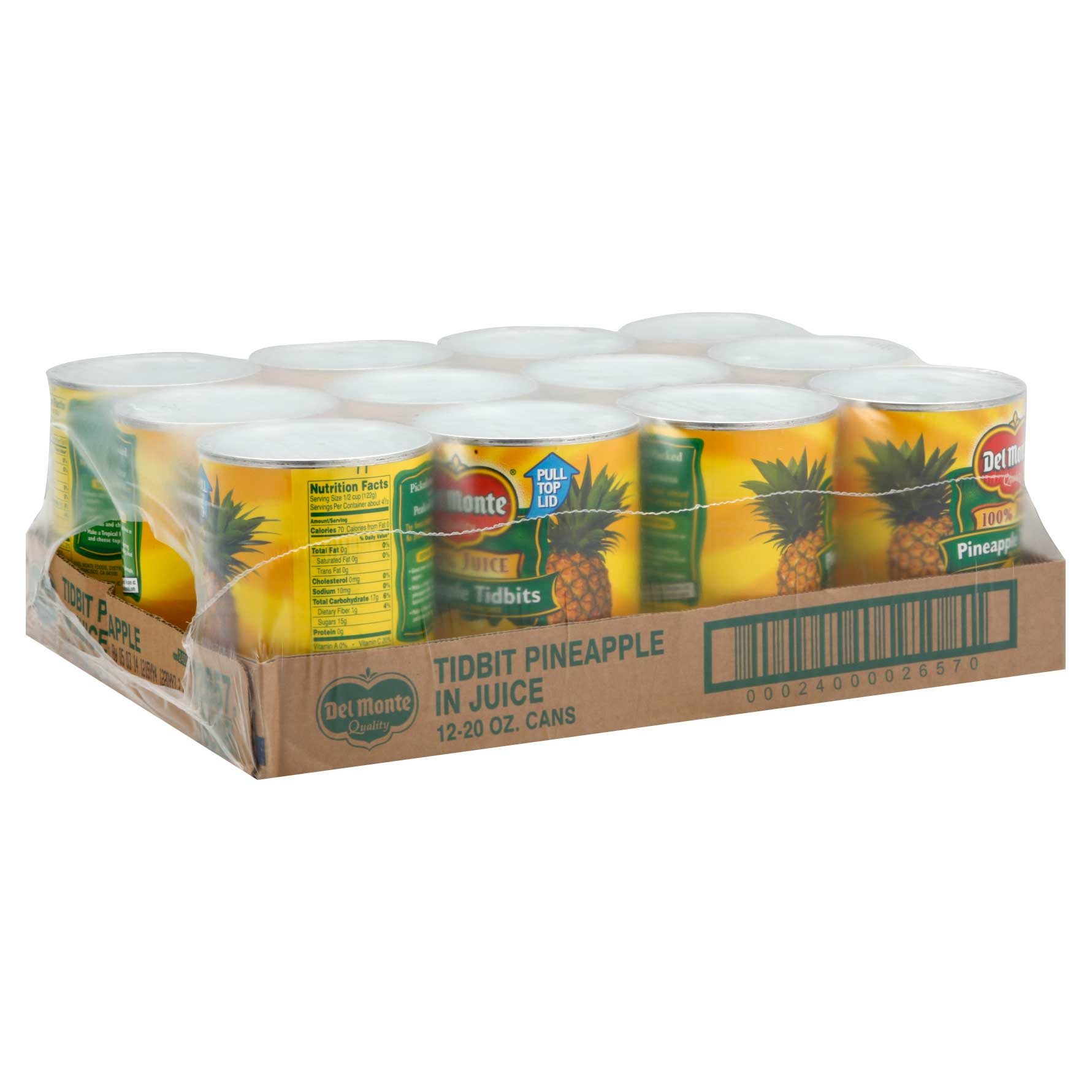 Del Monte Pineapple Tidbits in Juice, 20 Ounce Can -- 12 per case.