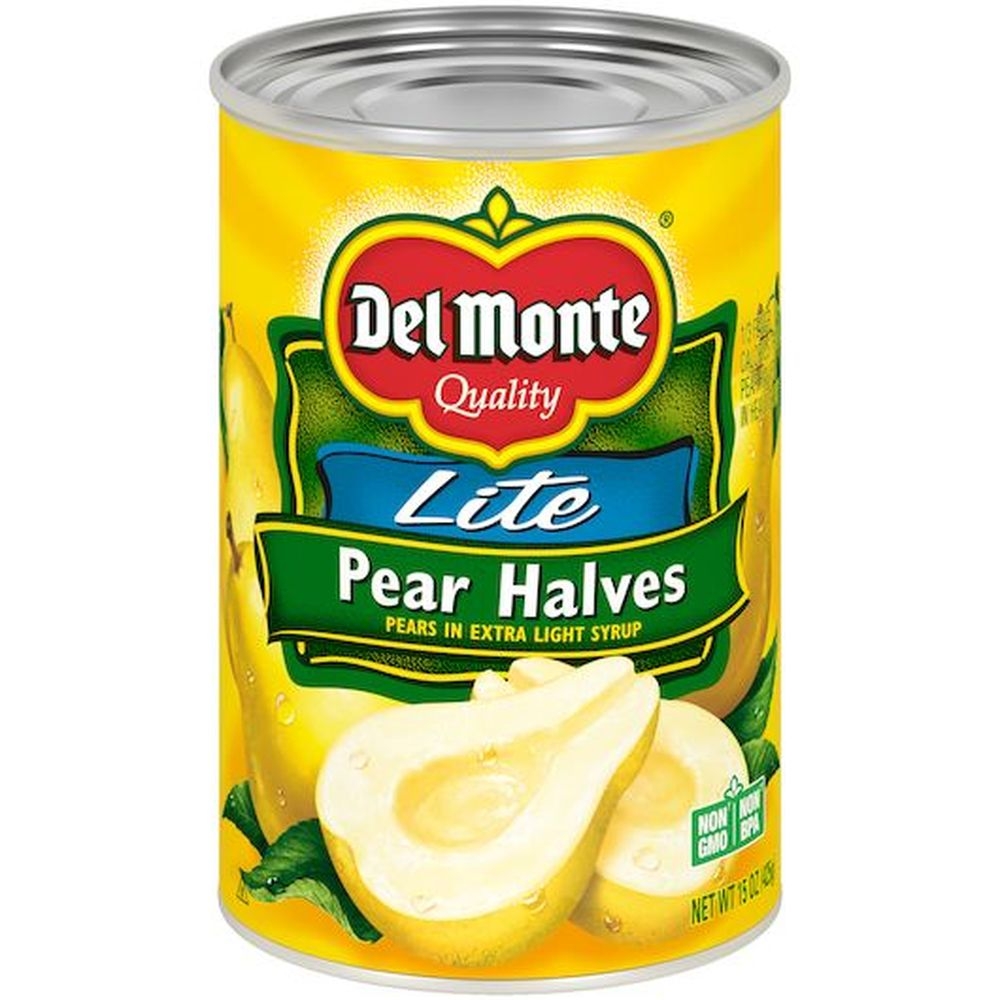 Del Monte Lite Pear Halves in Extra Light Syrup, 15 Ounce Can -- 12 per case