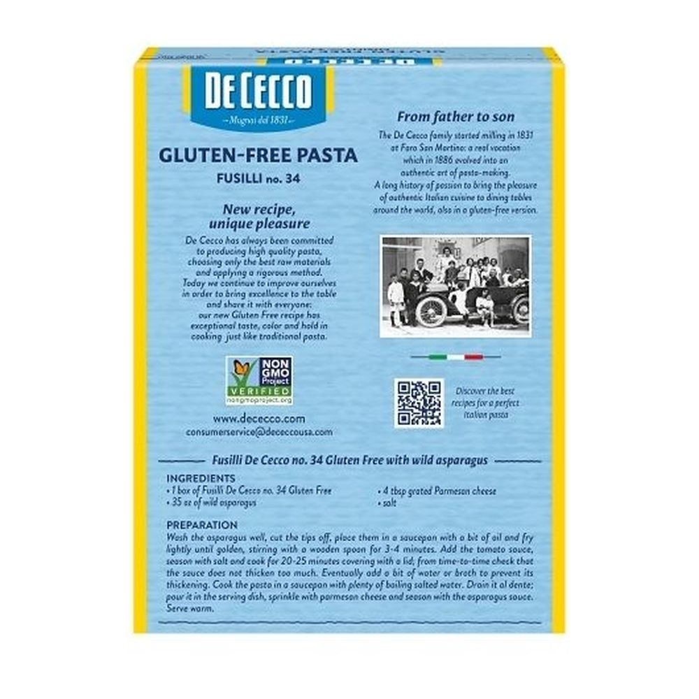 De Cecco Gluten Free Fusilli Pasta, 12 Ounce -- 6 per case