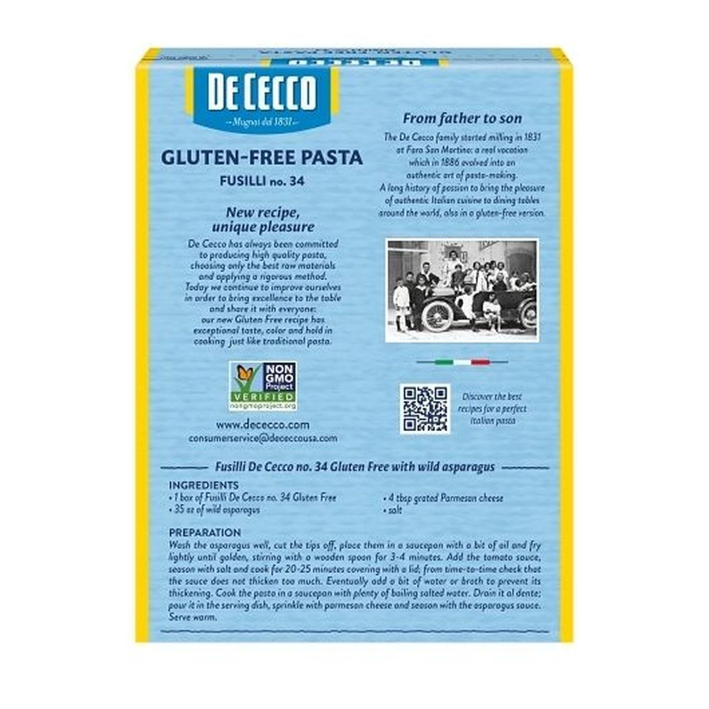 De Cecco Gluten Free Fusilli Pasta, 12 Ounce -- 6 Per Case