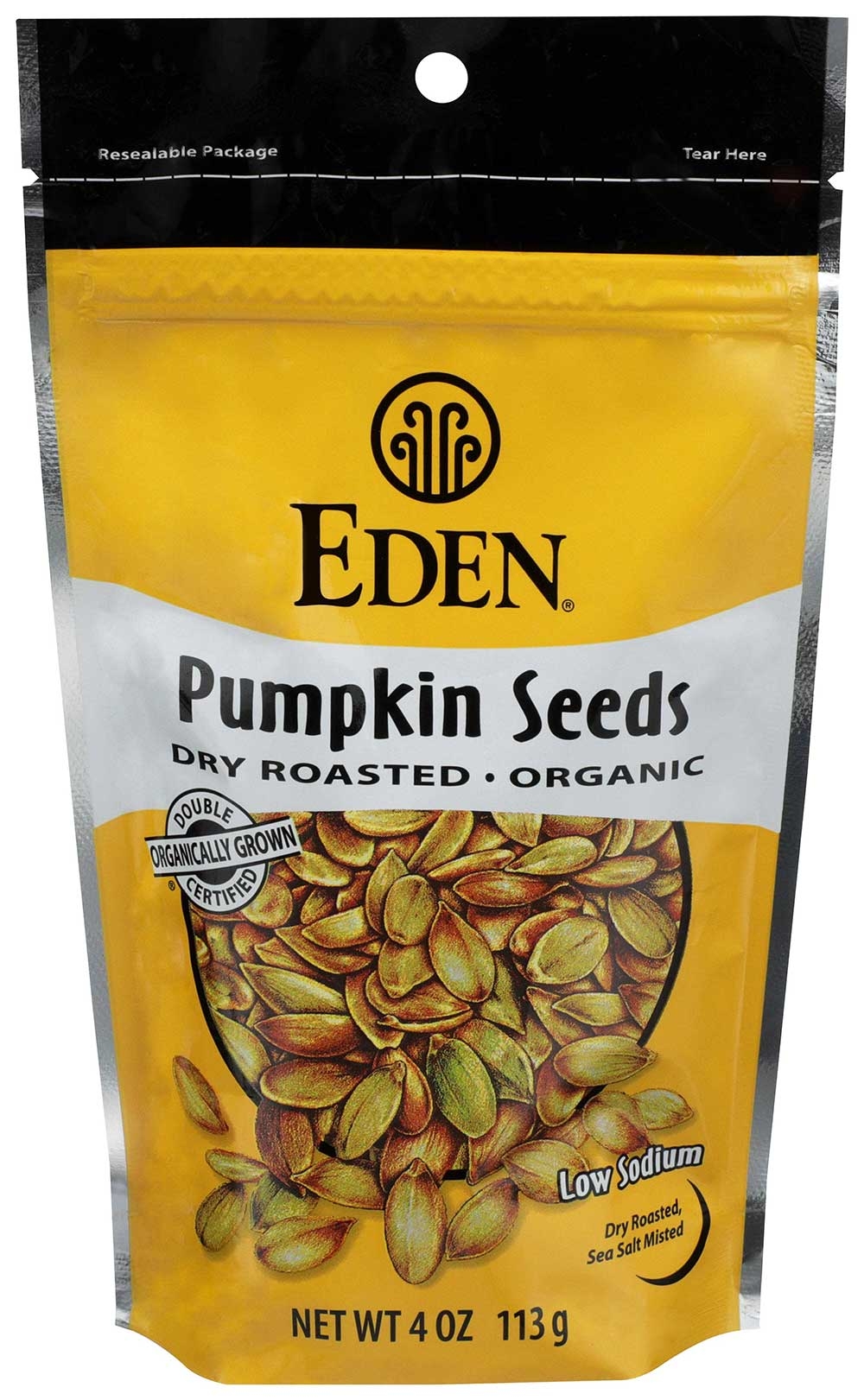 Eden Foods Organic Dry Roasted and Salted Pumpkin Seed, 4 Ounce -- 15 per case.