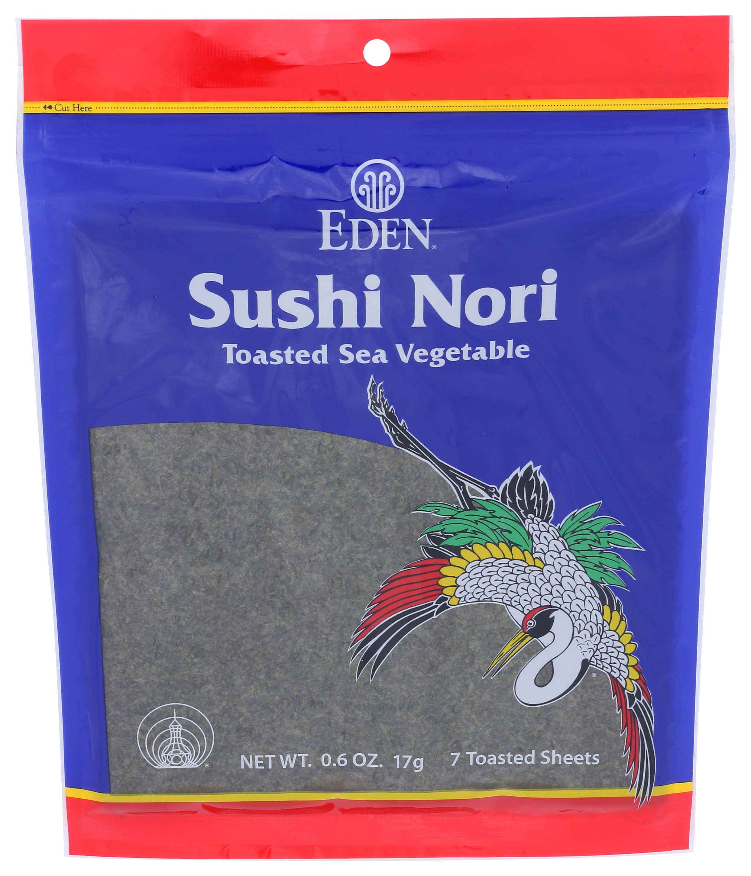 Eden Foods Toasted Sushi Nori - Sea Vegetable, 0.6 Ounce -- 6 Per Case.