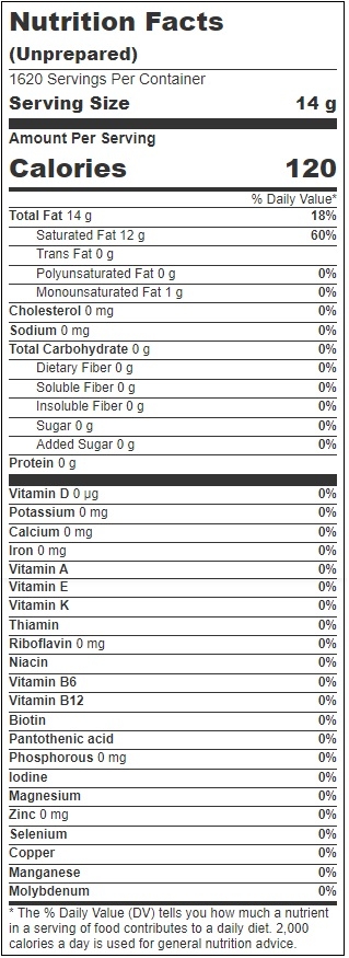 Lou Ana Premium White Coconut Popping Oil, 50 Pound Pail