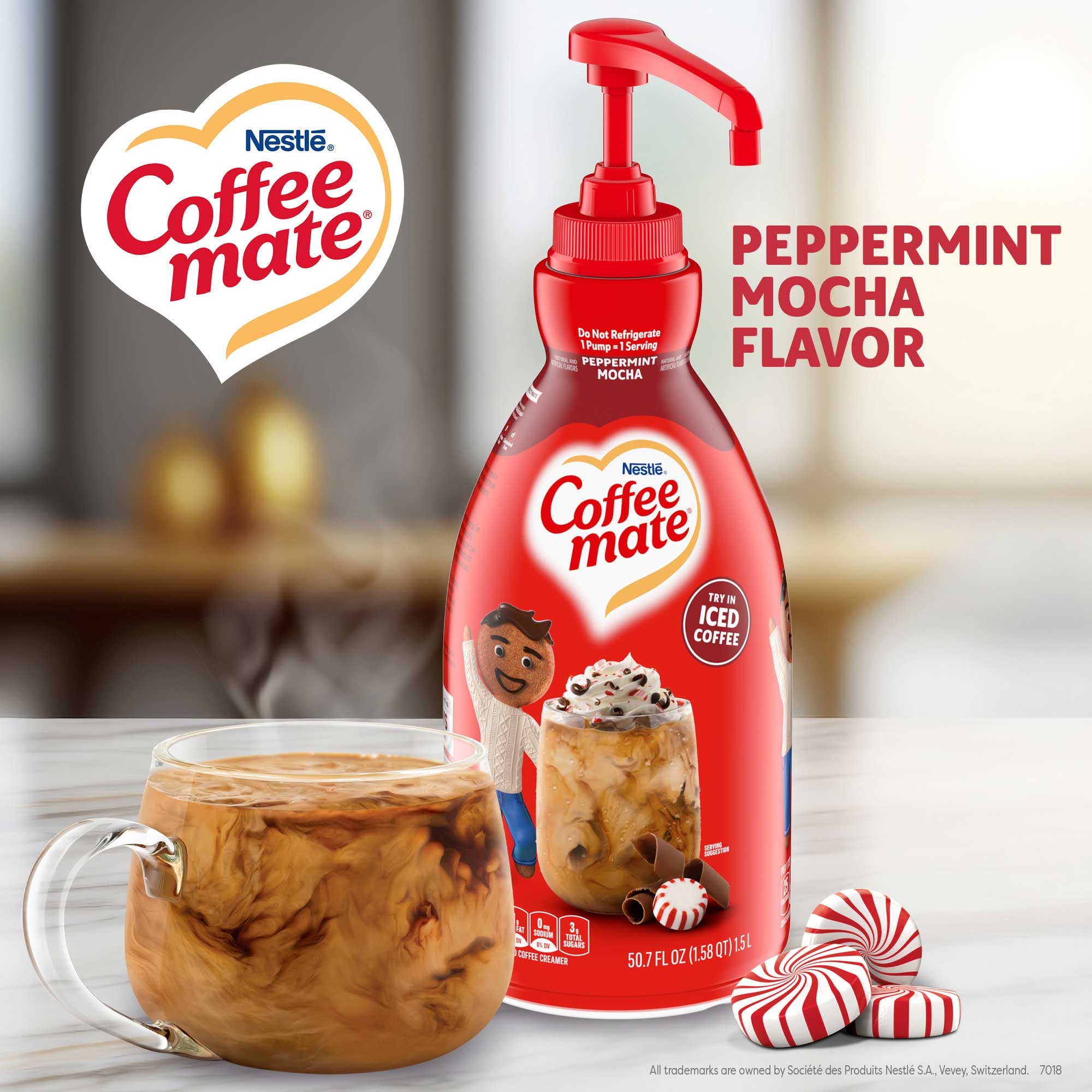 Coffee-Mate Peppermint Mocha Pump Creamer, 1.58 Quart -- 2 per case