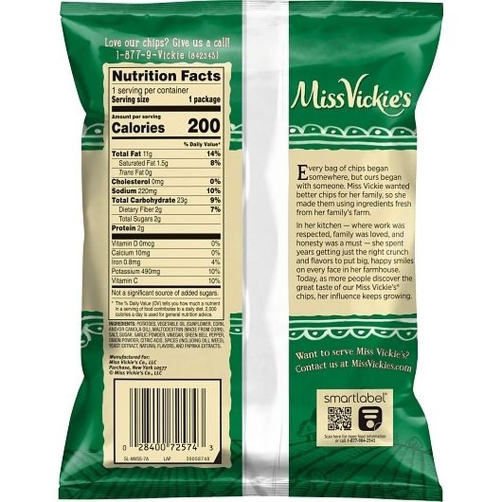 Miss Vickies Spicy Dill Pickled Kettle Cooked Potato Chips, 1.375 Ounce -- 64 per case