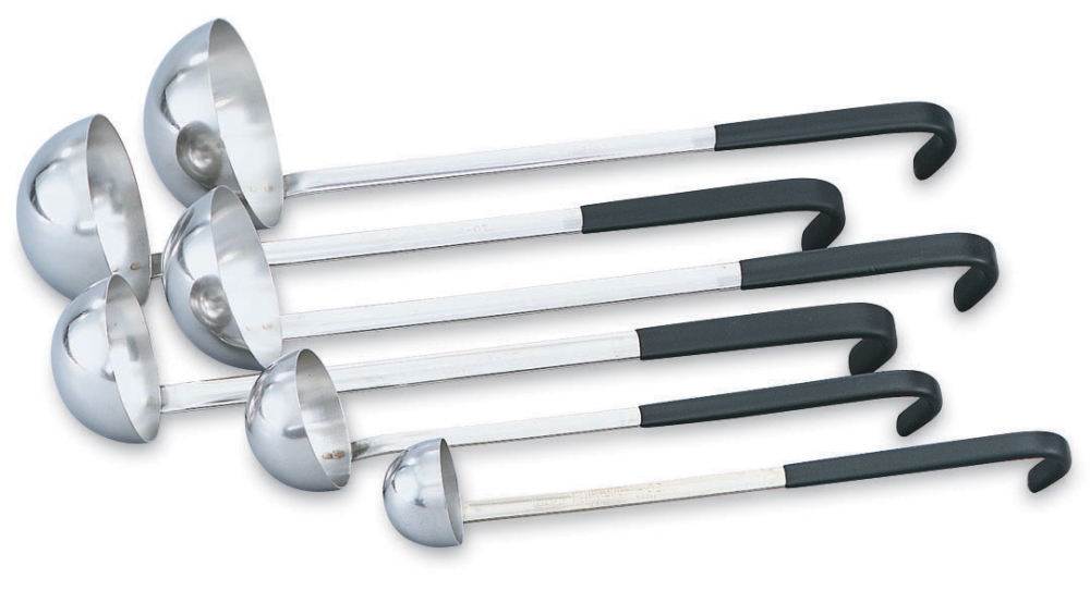 Ladles With Black Kool-Touch Handles - 18-8 Stainless Steel , Capacity 4 Ounce.