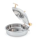 Vollrath Intrigue Round Solid Top Induction Chafer with Brass Trim and Stainless Steel Food Pan -- 4 per case.