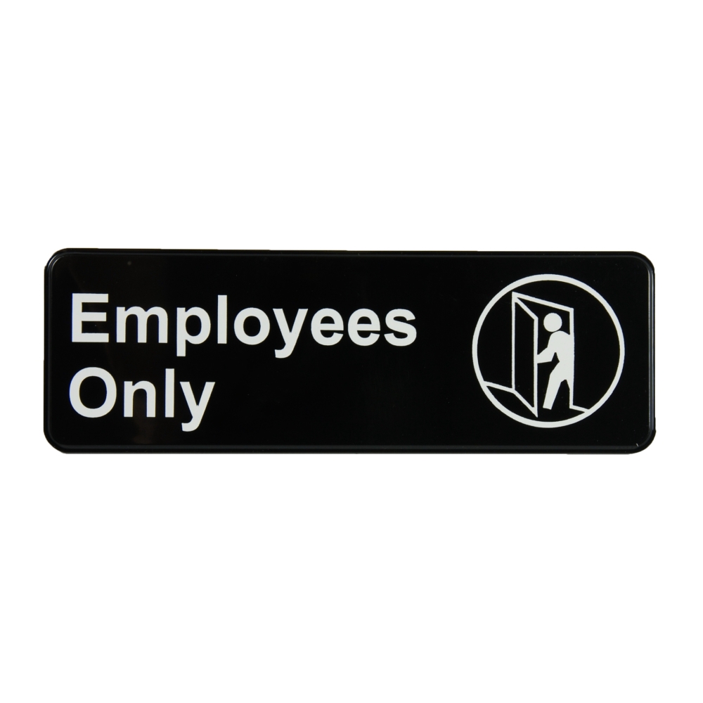 Traex White Imprint On Black Employees Only - Sign, 3 x 9 inch.