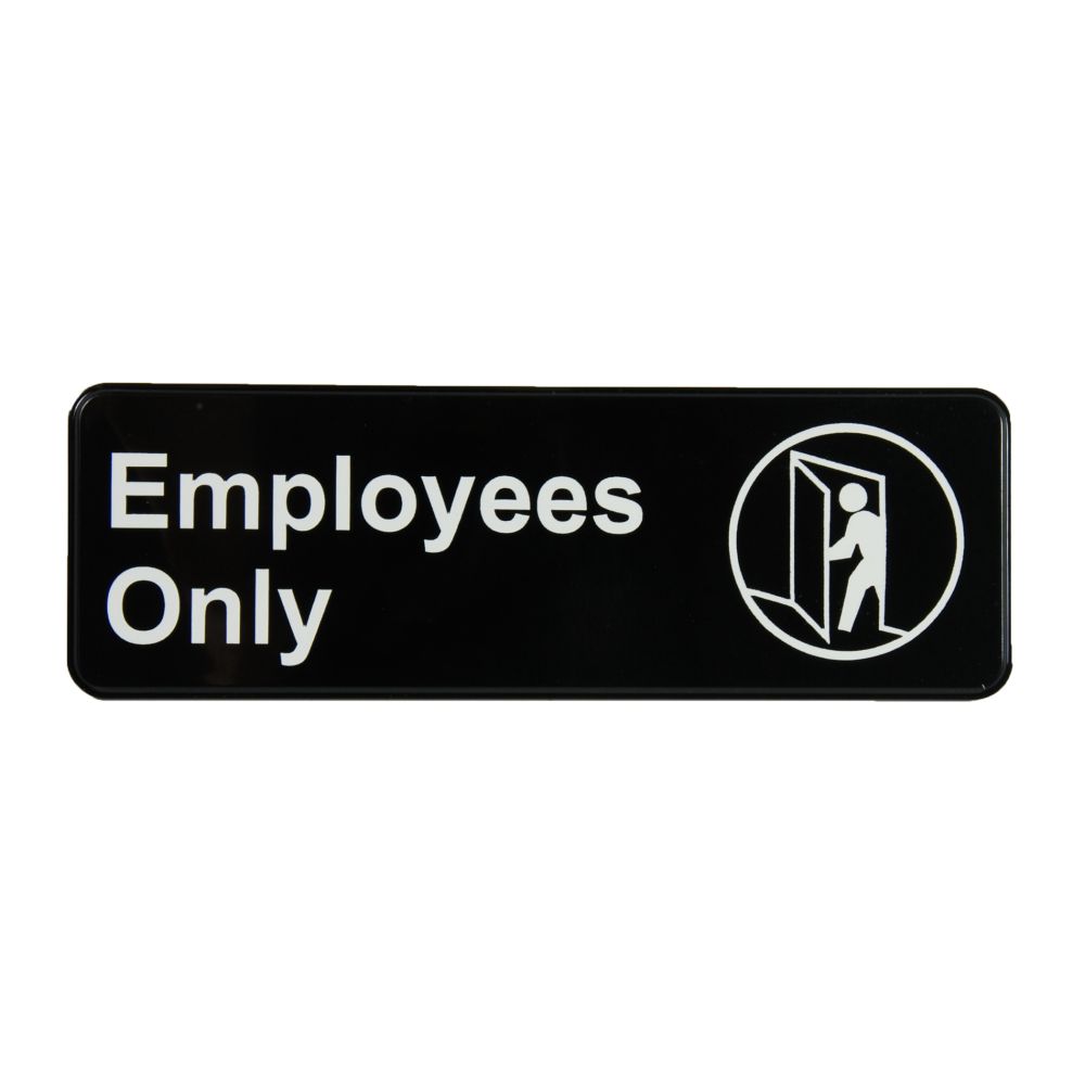Traex White Imprint On Black Employees Only, Sign, 3 X 9 Inch