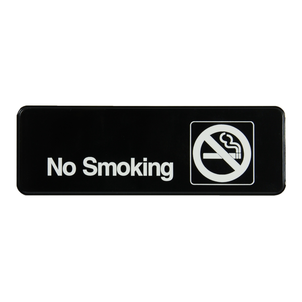 Traex White Imprint On Black No Smoking - Sign, 3 x 9 inch.