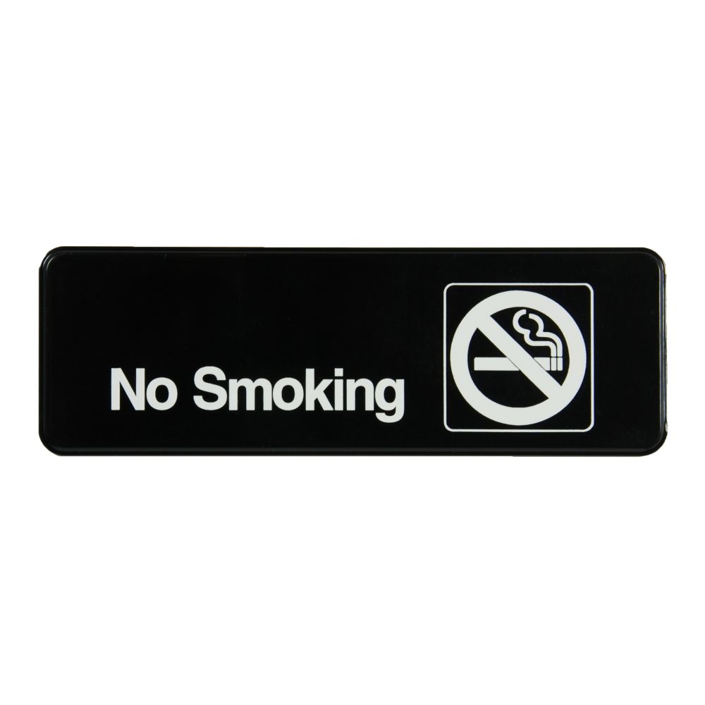 Traex White Imprint On Black No Smoking, Sign, 3 X 9 Inch
