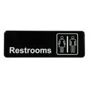 Traex White Imprint On Black Restroom - Sign, 3 x 9 inch.