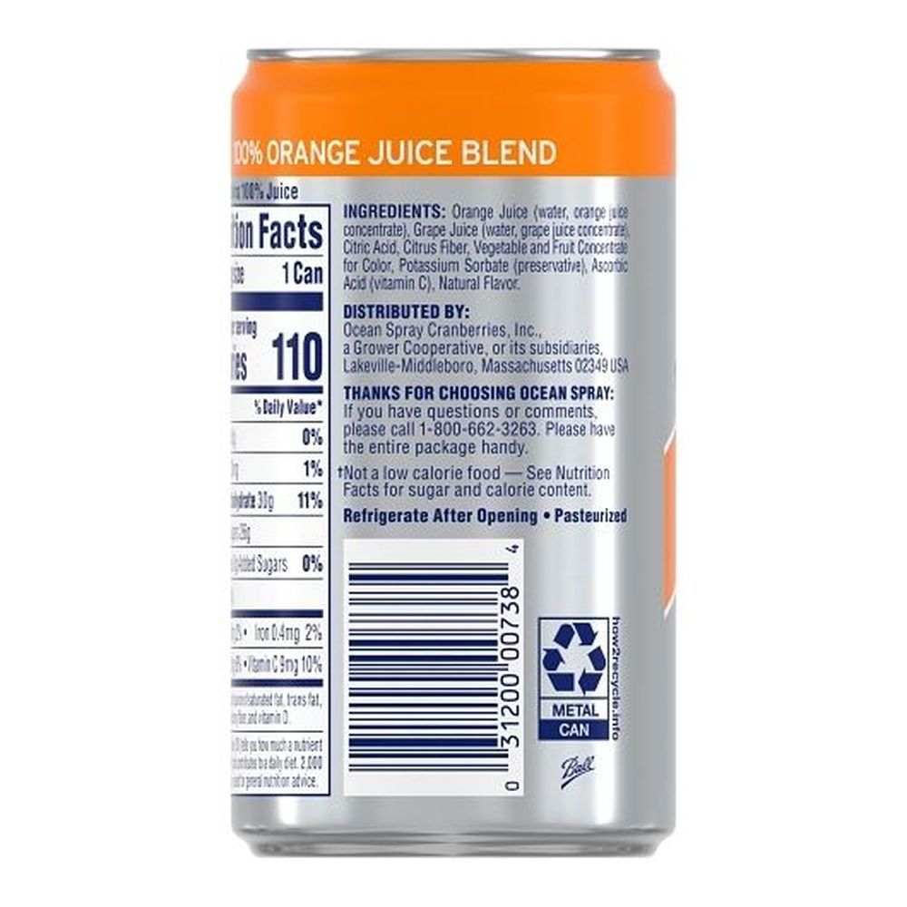 Ocean Spray Orange Juice, 7.2 Fluid Ounce -- 24 Per Case