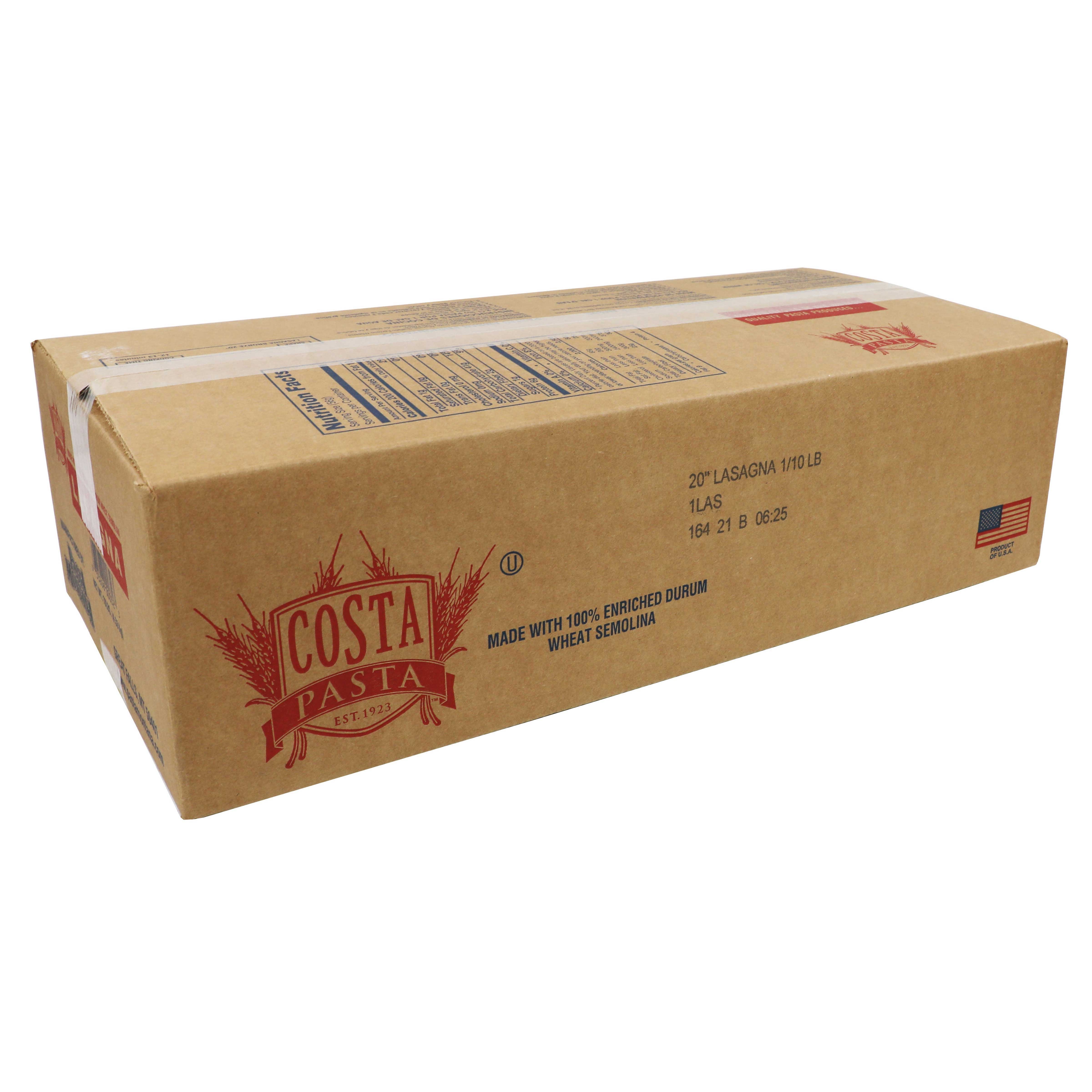 Costa 20 inch Lasagna Pasta, 10 Pound.